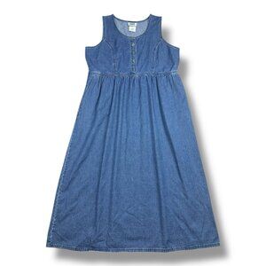 Vtg Northern Reflections Denim Dress Jumper Size XL Sunflower Buttons Sleeveless